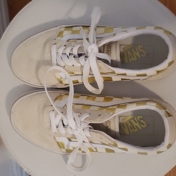 Gold Checkered Vans Sneakers - Picture 3 of 4